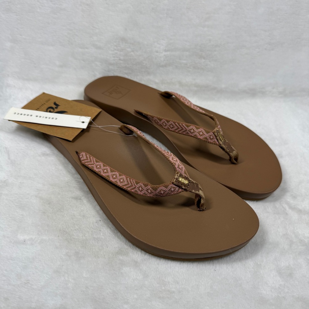Reef Cushion Bounce Woven Flip Flop Sandals Natural Pink Womens 6 RF0A3ONP